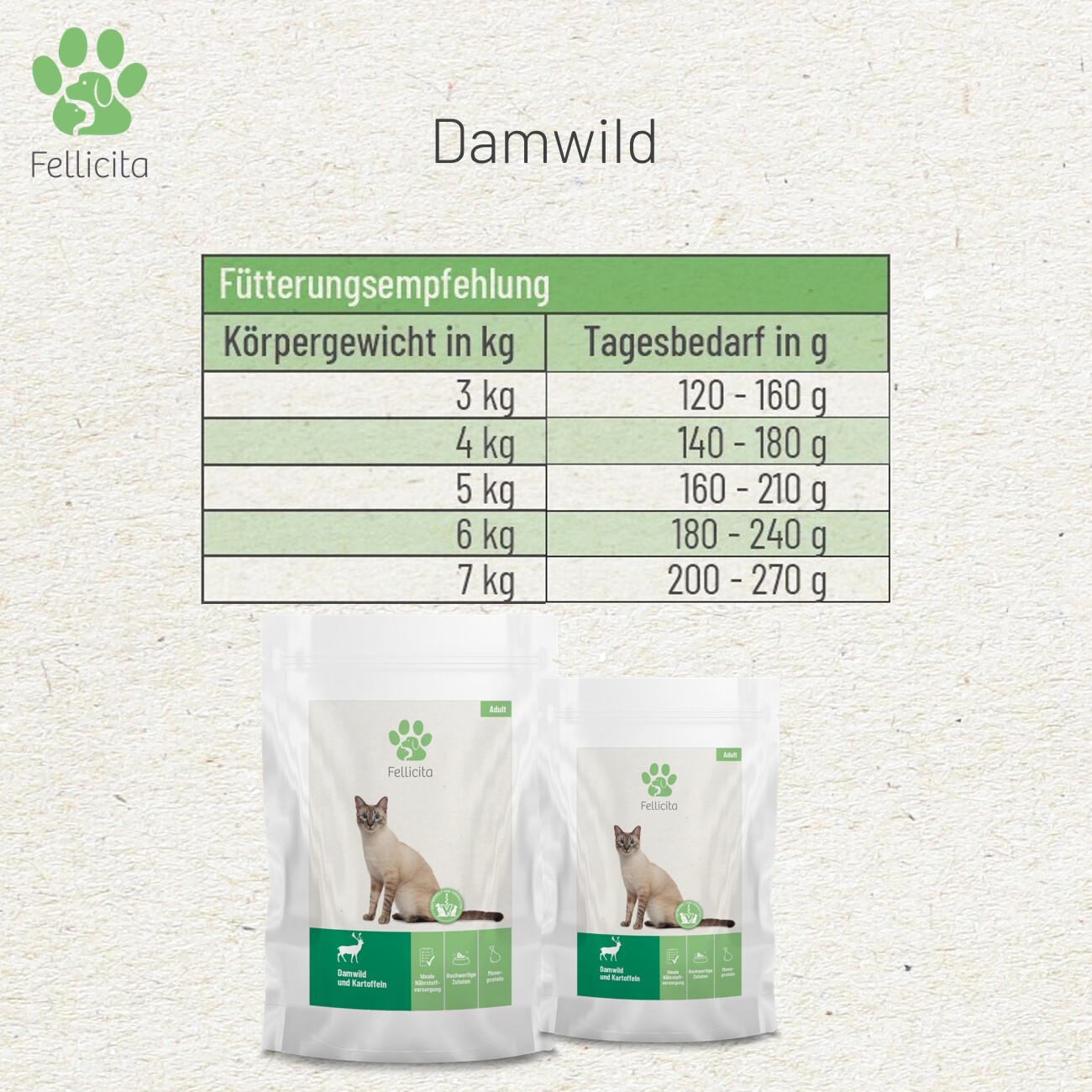 Fellicita Damwild 6x 295 g Frischebeutel