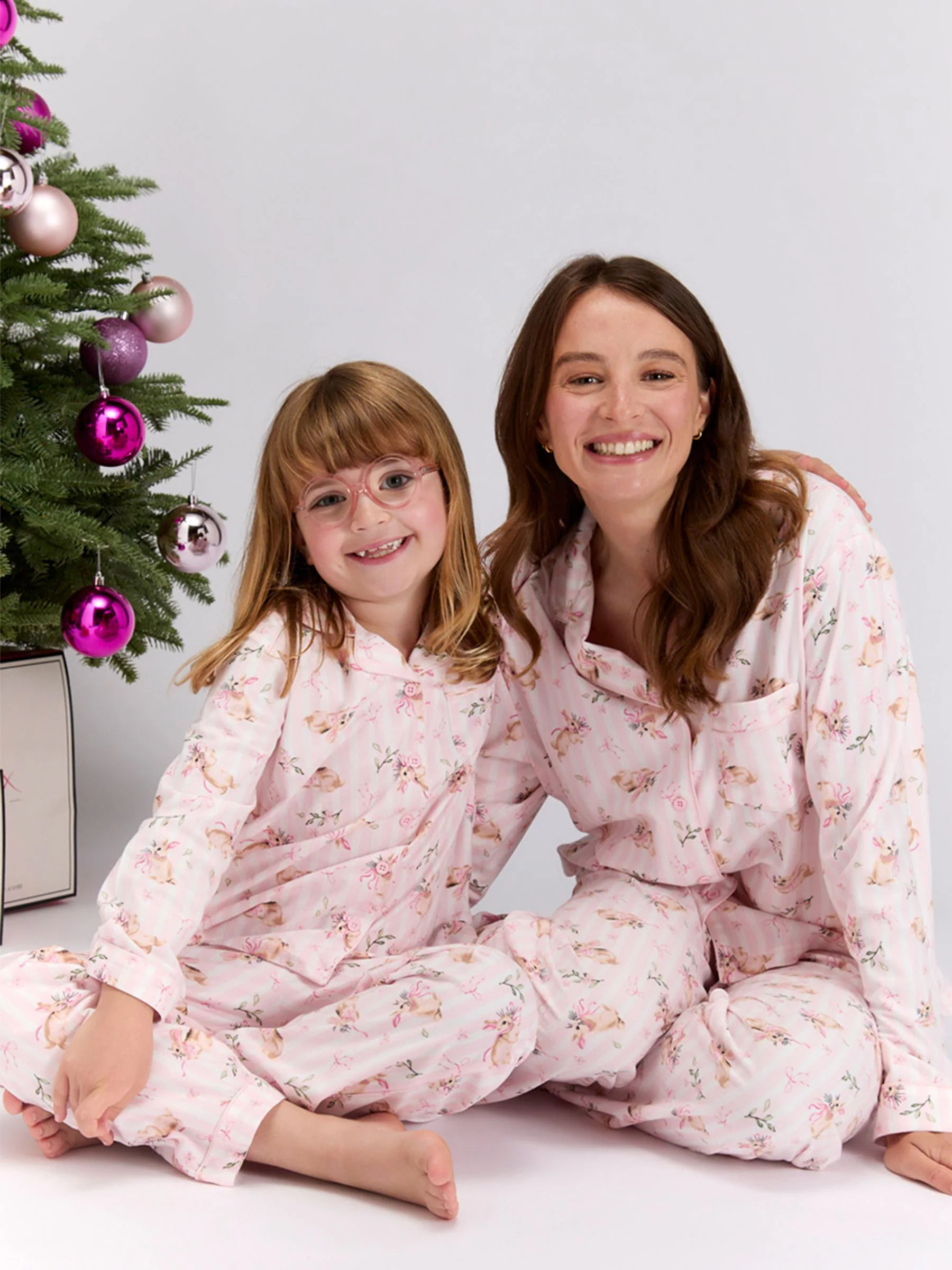 Roze - Boux Avenue Matching Stripe Christmas Pyjamas in a Bag