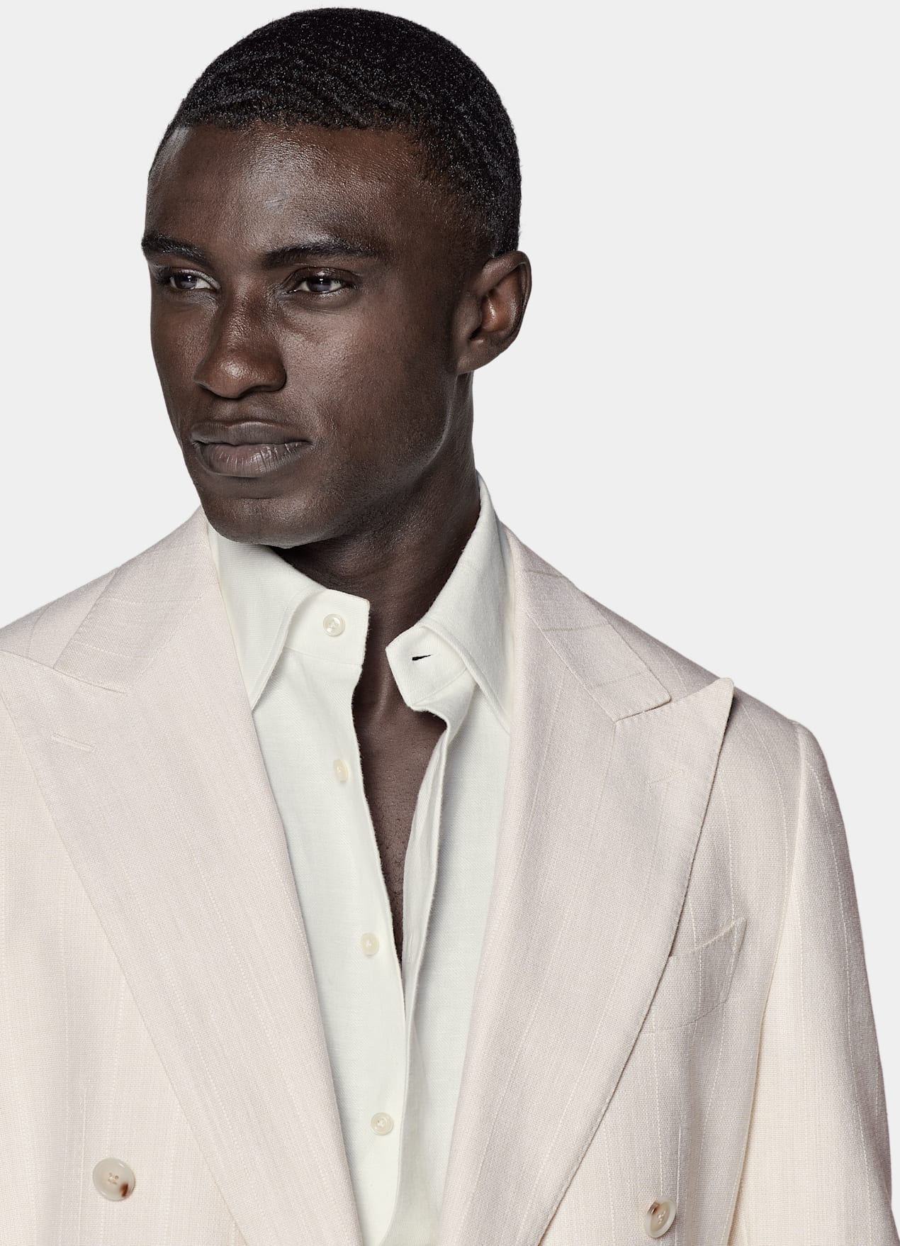 Costume Havana coupe Tailored blanc cassé à rayures