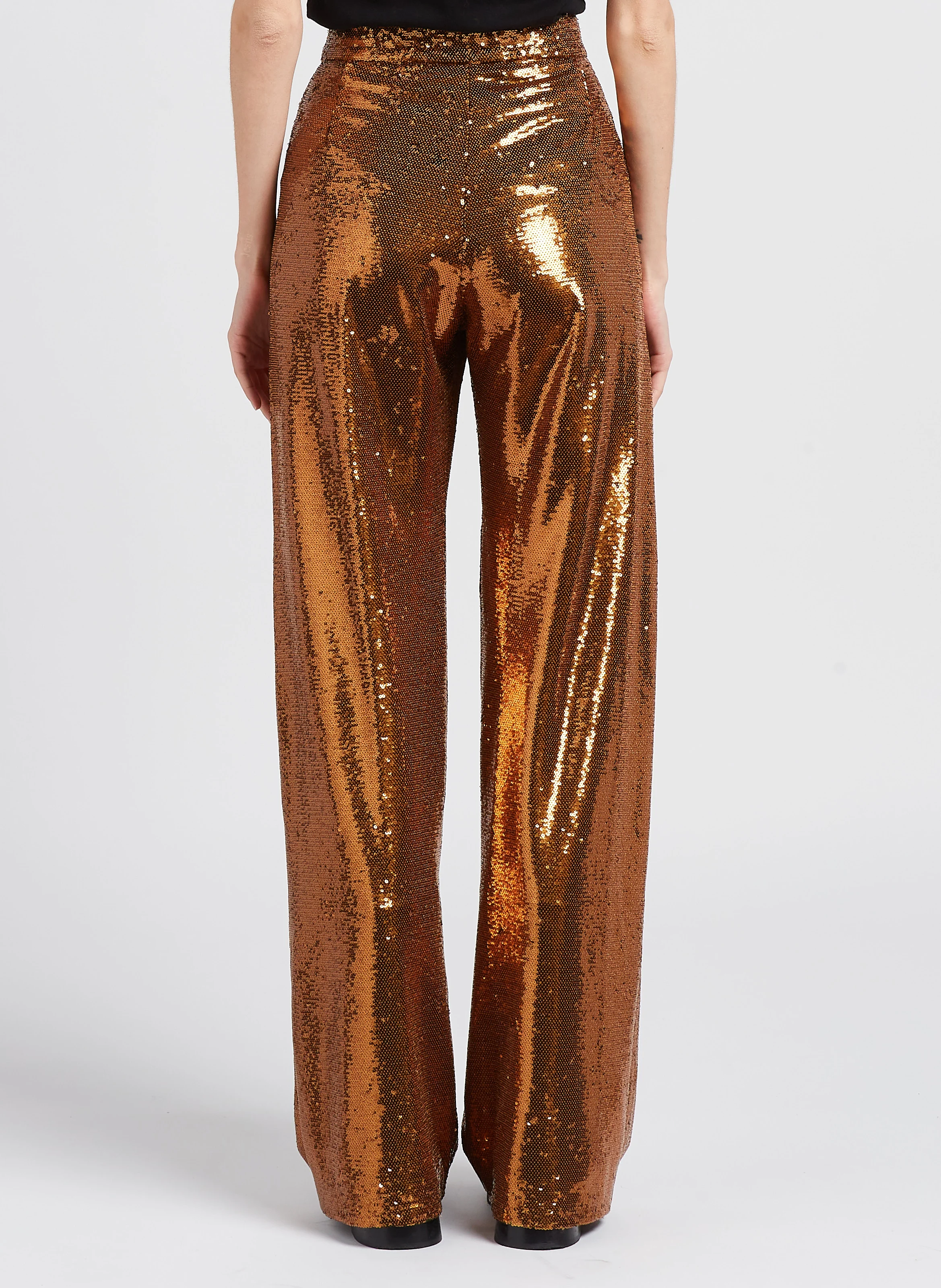 YOANN - Pantalon large à sequins | Marron