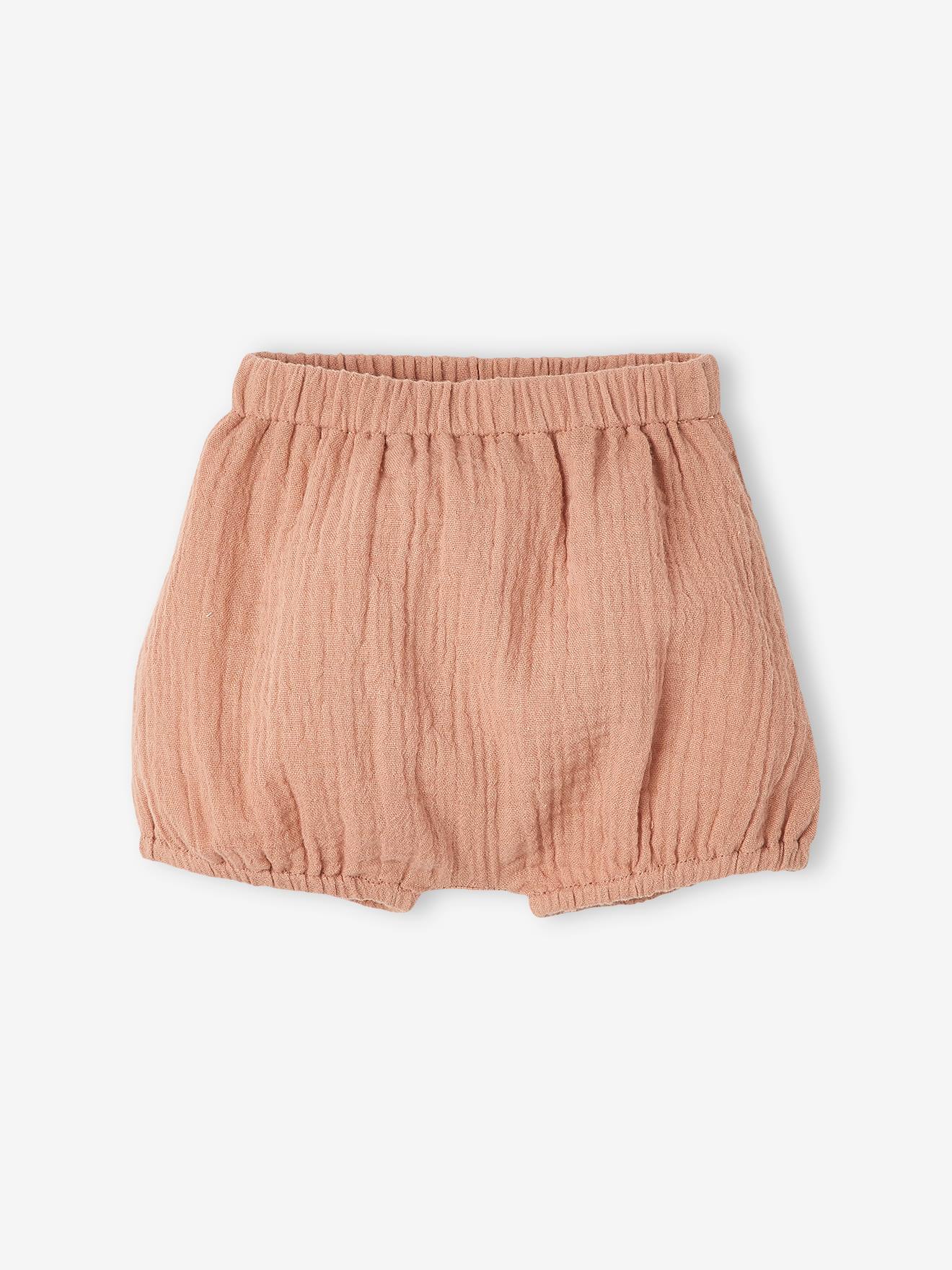 Vestido de chiffon de algodão e calcinha combinando, rosa claro, tamanho médio, para bebê.
