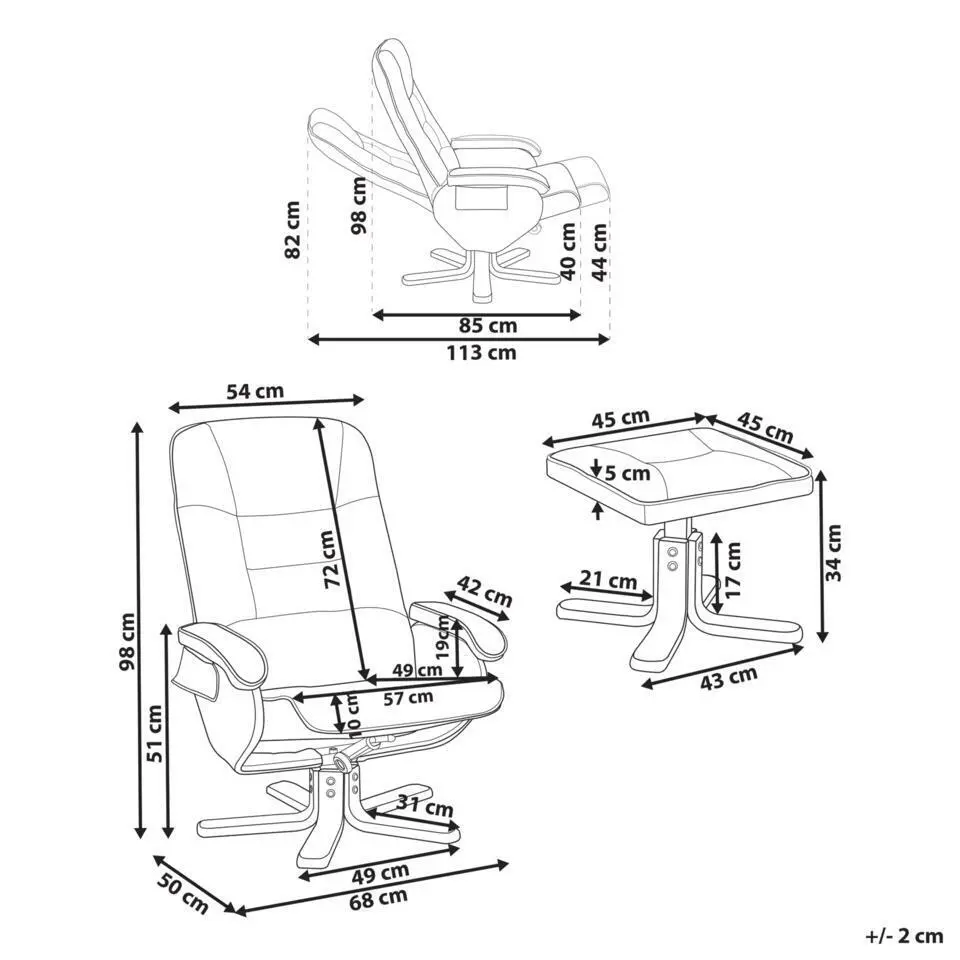 RELAXPRO - Relaxfauteuil met voetenbank - Lichtbruin - Kunstleer