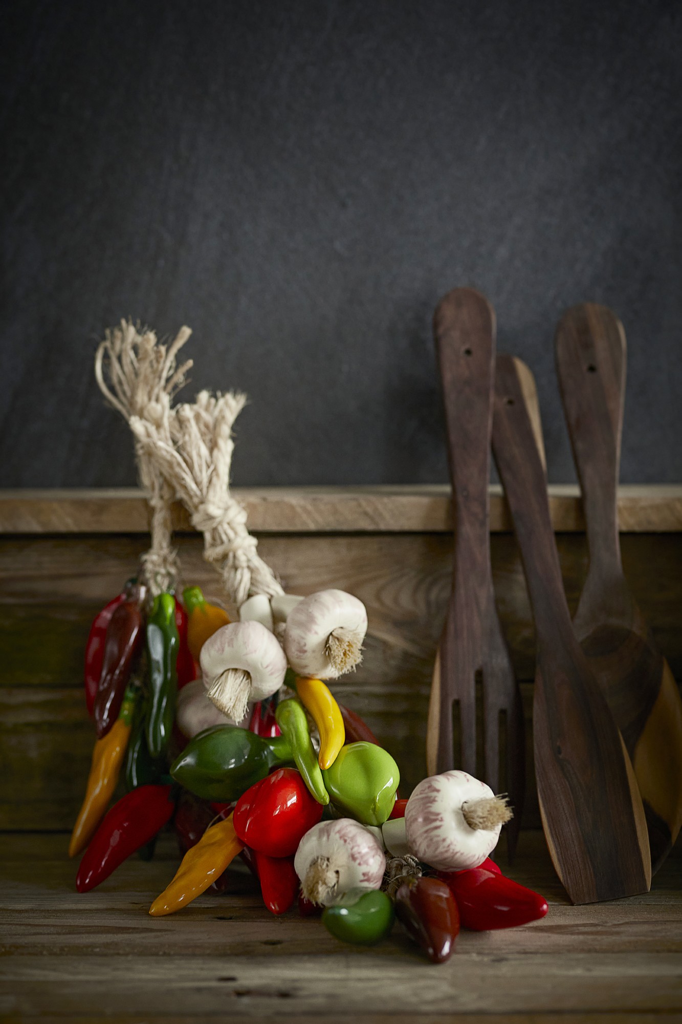 Knoblauch-Zopf Keramik, multicolor, H 35 cm, T 10 cm, B 10 cm von fischer's lagerhaus