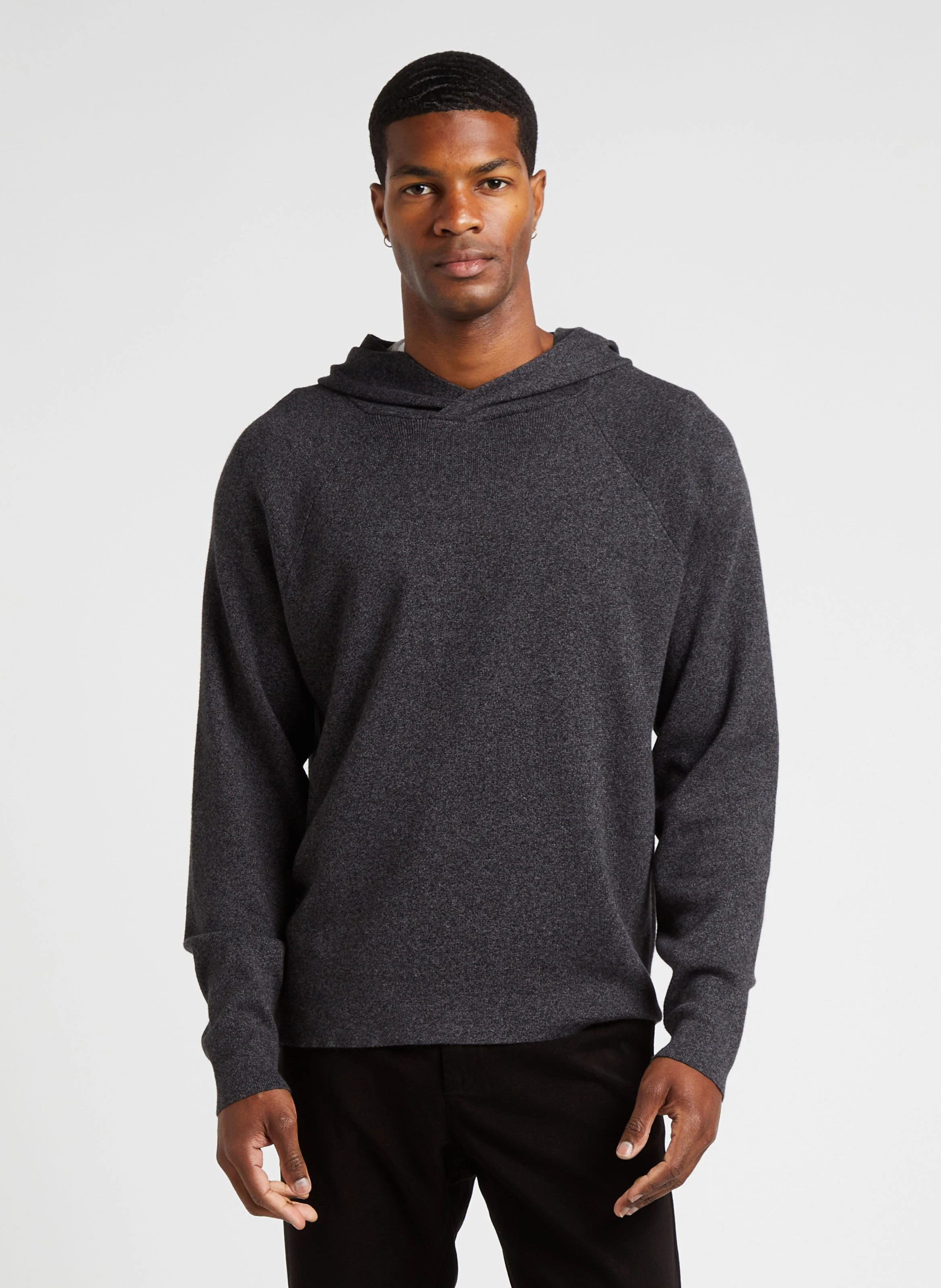 Pull à capuche en coton mélangé| Gris
