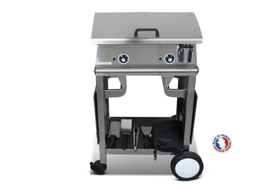 Pack plancha électrique PlanchaElec Lux 600 Inox - Chariot Rivoli Plan