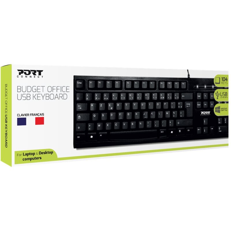 Port Designs 900753 clavier Bureau USB AZERTY Français Noir