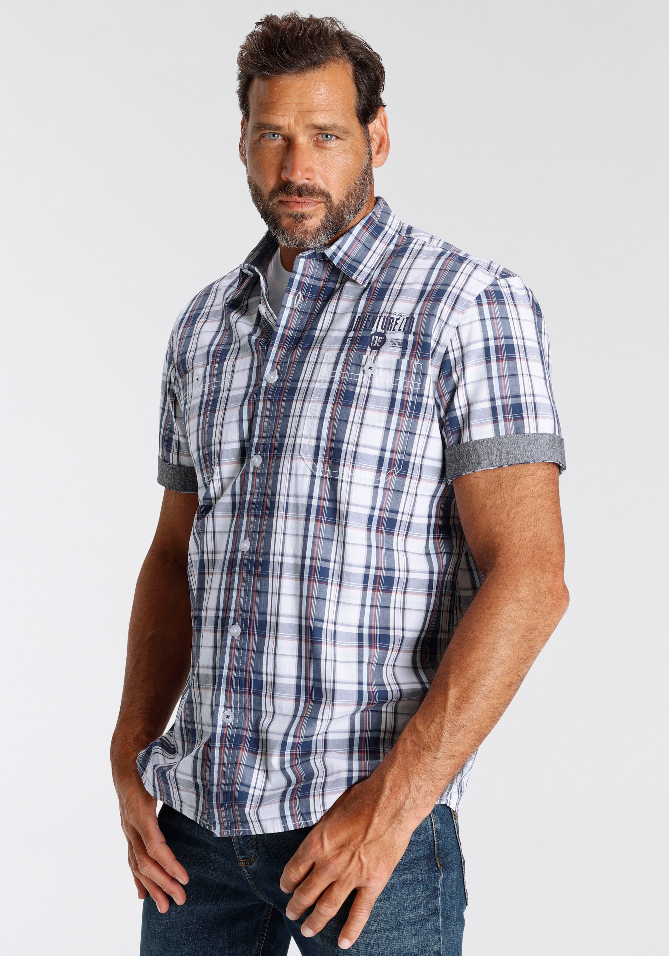 Man's World Kurzarmhemd mit kleinem Brustprint
