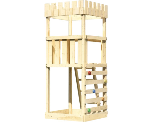 Speeltoren/speelhuis Karibu Leeuwenhart, 107 x 107 cm, hout, bestaande uit een klimwand
