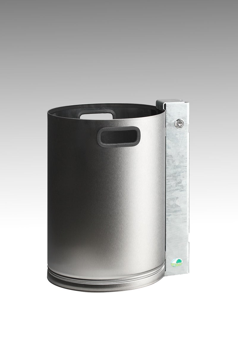 PROREGAL Afvalverzamelaar voor wand- of buismontage, 30 liter, HxBxD 46 x 33 x 33 cm, roestvrij staal