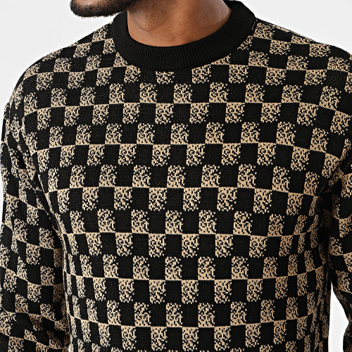 Pull A Carreaux AVH-181 Noir Beige