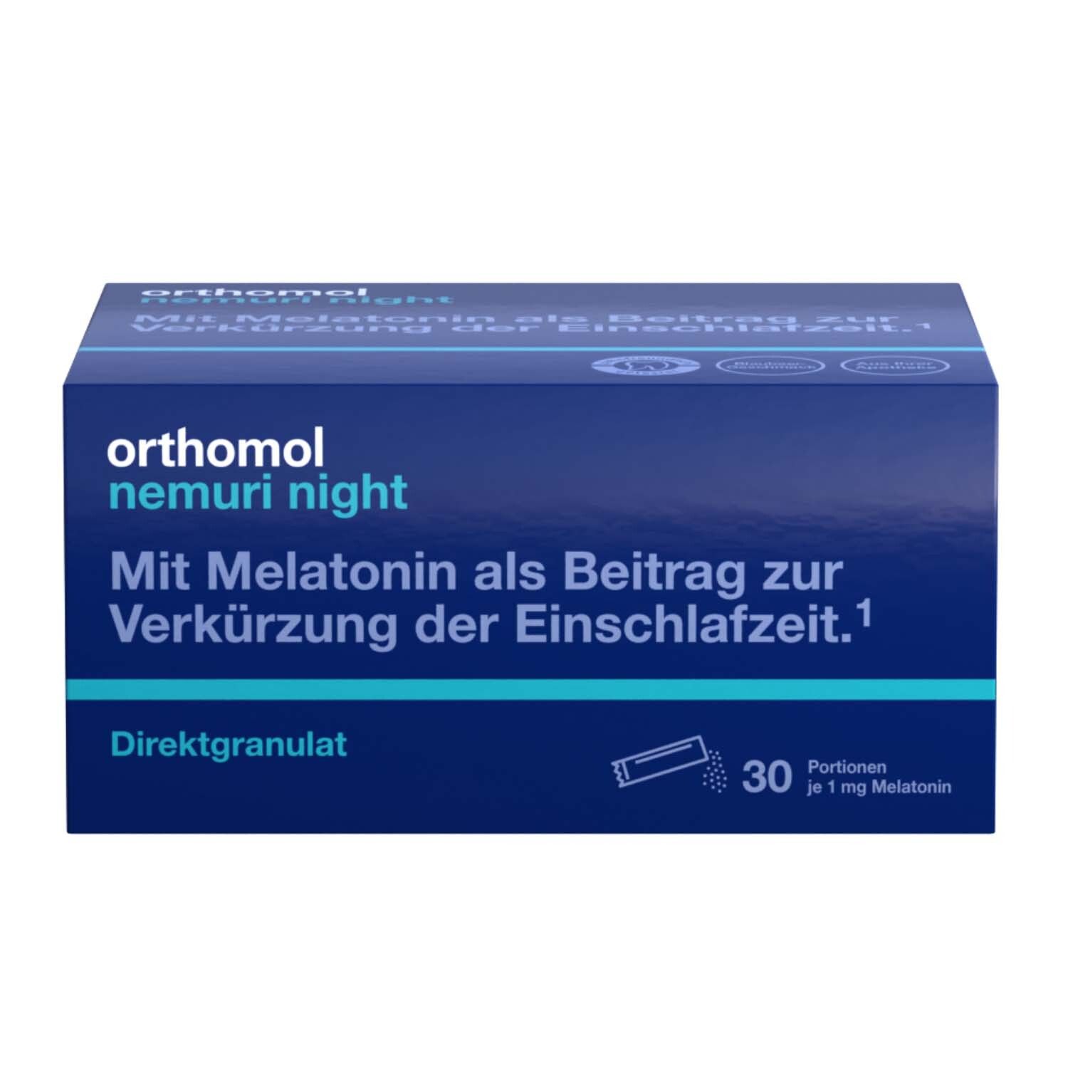 Orthomol Nemuri night - zur Verkürzung der Einschlafzeit - mit Melatonin und Hopfen-Extrakt - Direktgranulat