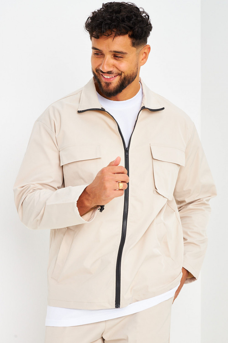 Ensemble de jogging veste + pantalon beige à boutons