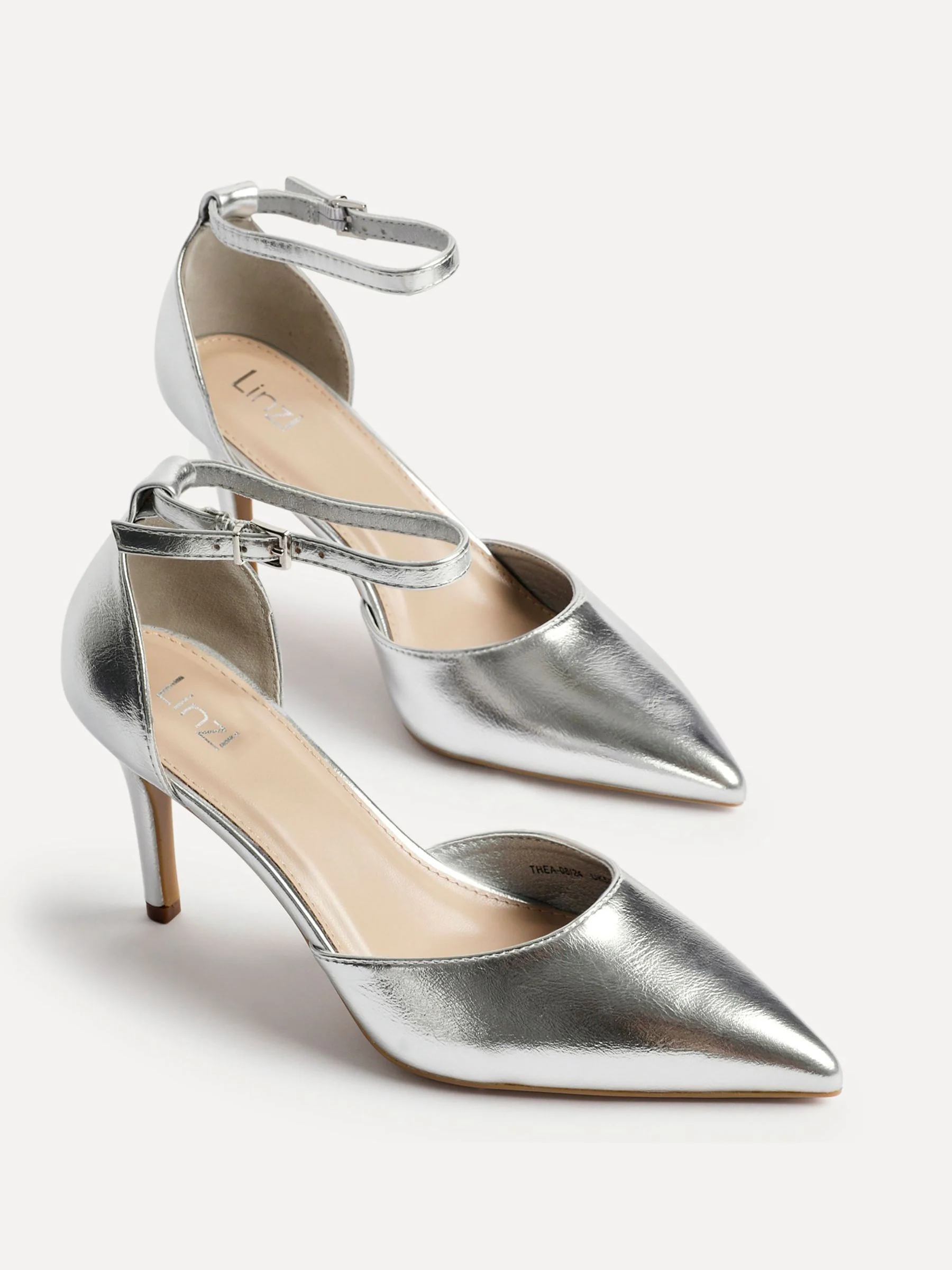 Zilver - Linzi Thea Stiletto pumps en hakken met gesloten rug en enkelbandje