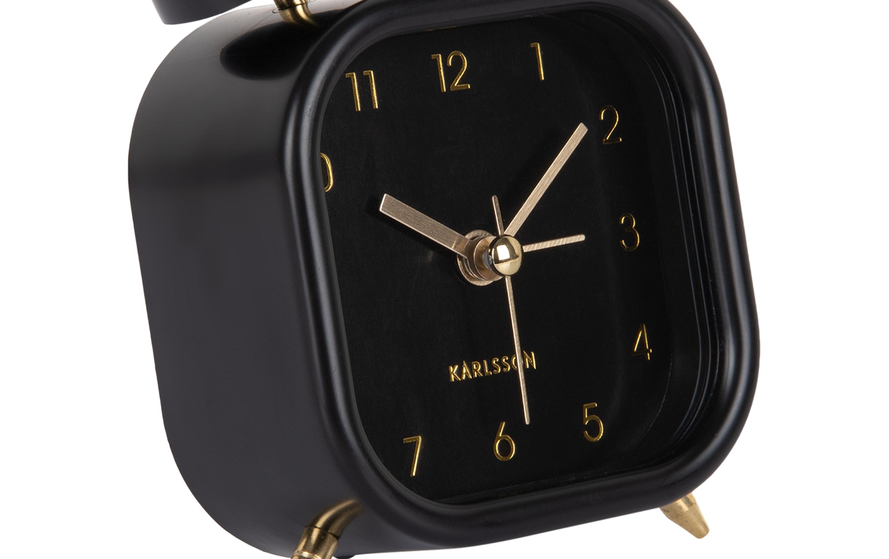 Klassischer Wecker Metallic Glam square BlackWecker mit Doppelglocke