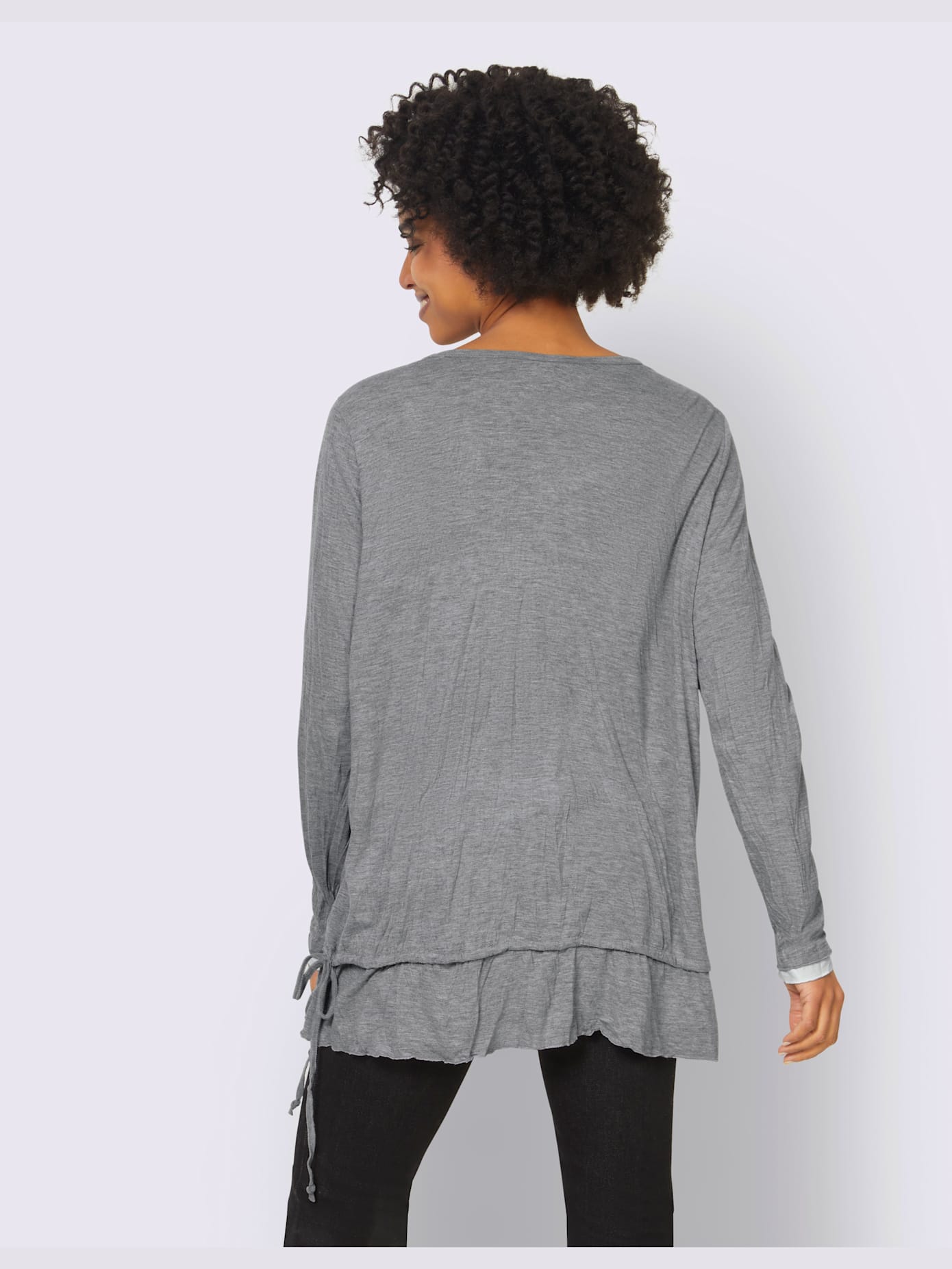 T-shirt empiècement en dentelle à l'encolure