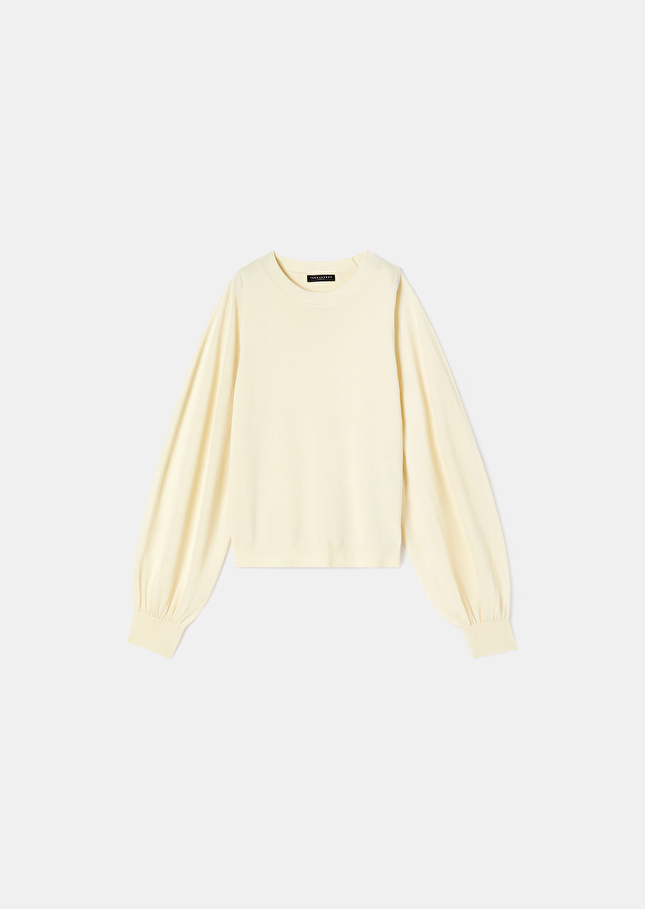 Pull Pruneécru en laine tencel