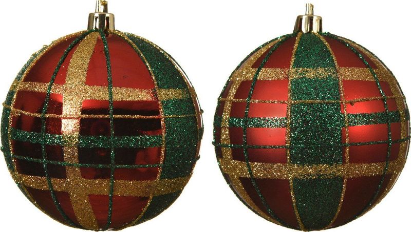 Decoris - Kerstbal - Kerstrood - D8 cm - Assorti