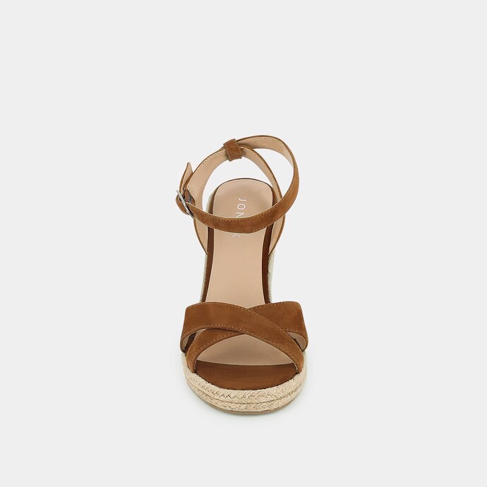 Espadrilles à brides croisées  en velours camel