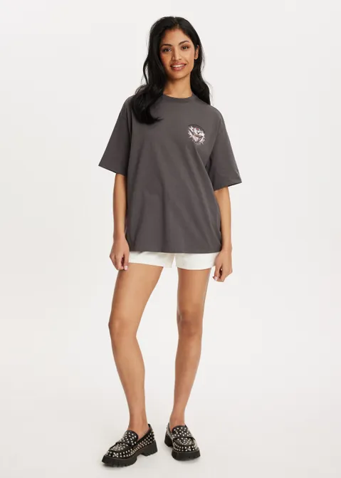 T-shirt met print artwork antraciet (ANTRA)