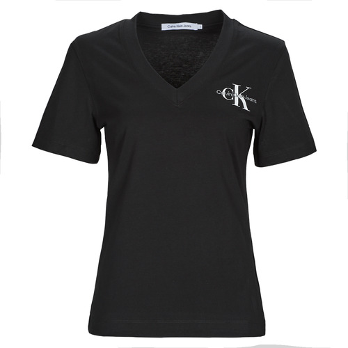 Calvin Klein Jeans - MONOLOGO SLIM V-NECK TEE - Noir