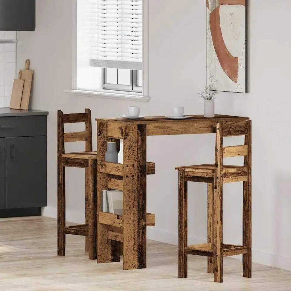 vidaXL - Wandgemonteerde bartafel - Oud hout - Bewerkt hout - 102x45 cm