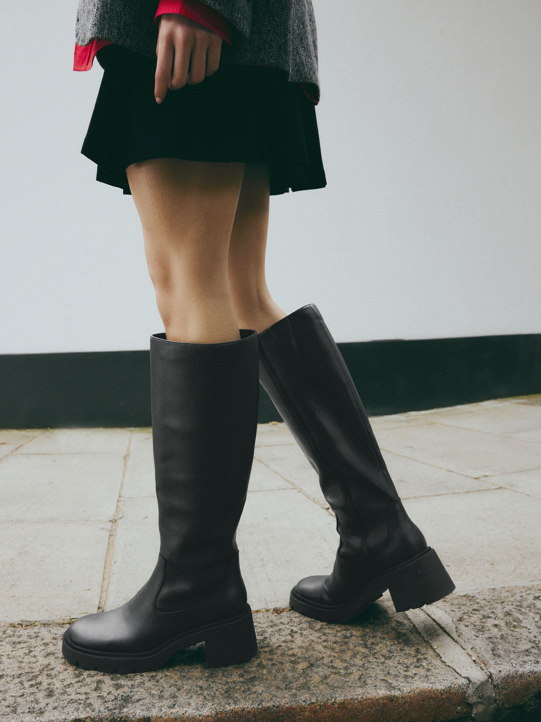 Zwart - Forever Comfort® Chunky Heeled Round Toe Knee High Boots