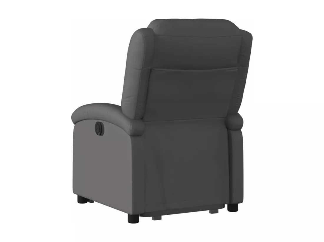 Fauteuil inclinable gris cuir véritable