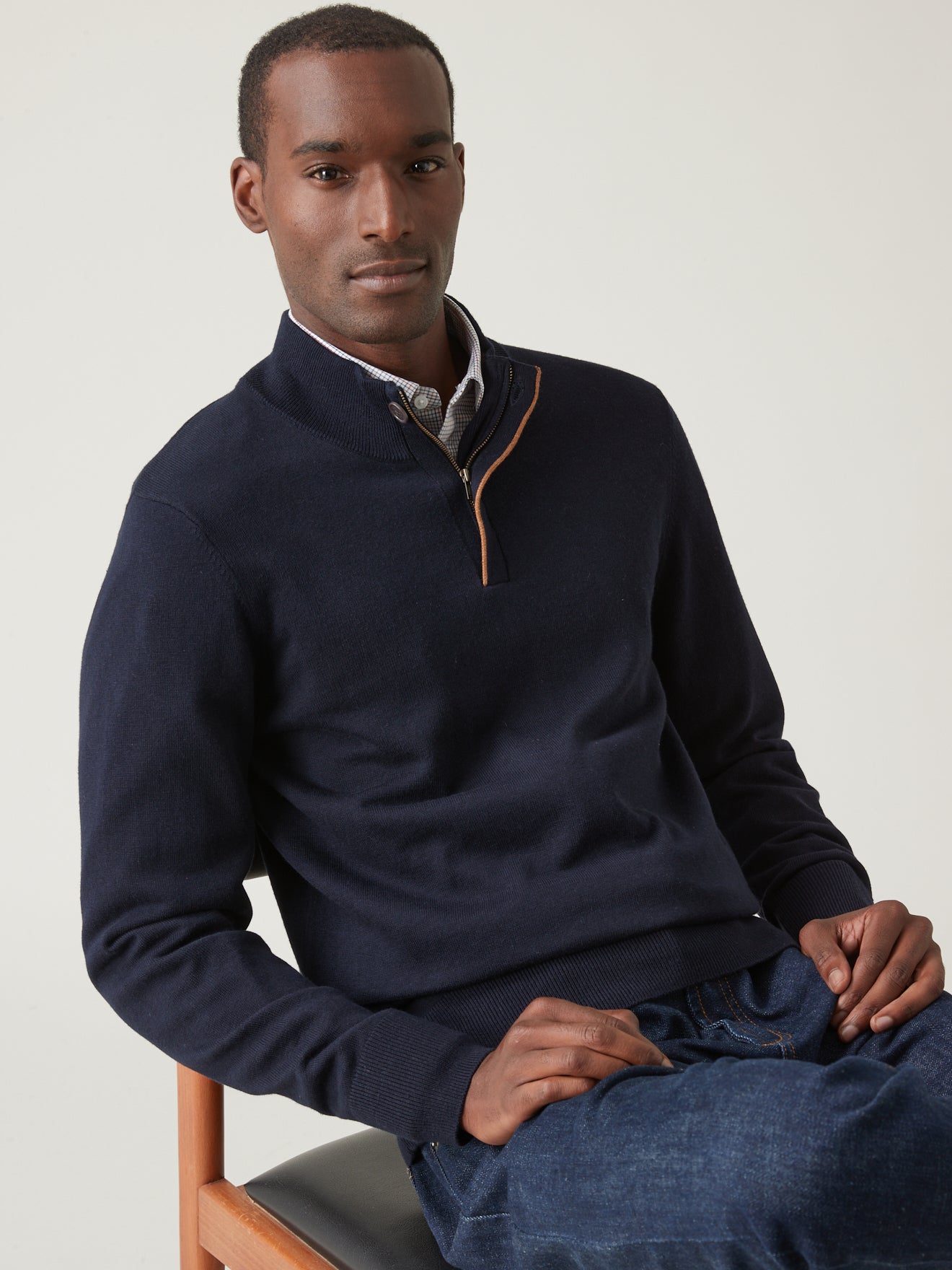 Pull homme col montant zippé