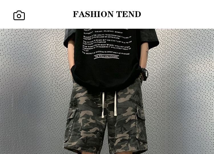 Bay Go Mall - Cargoshorts met trekkoord en camouflageprint