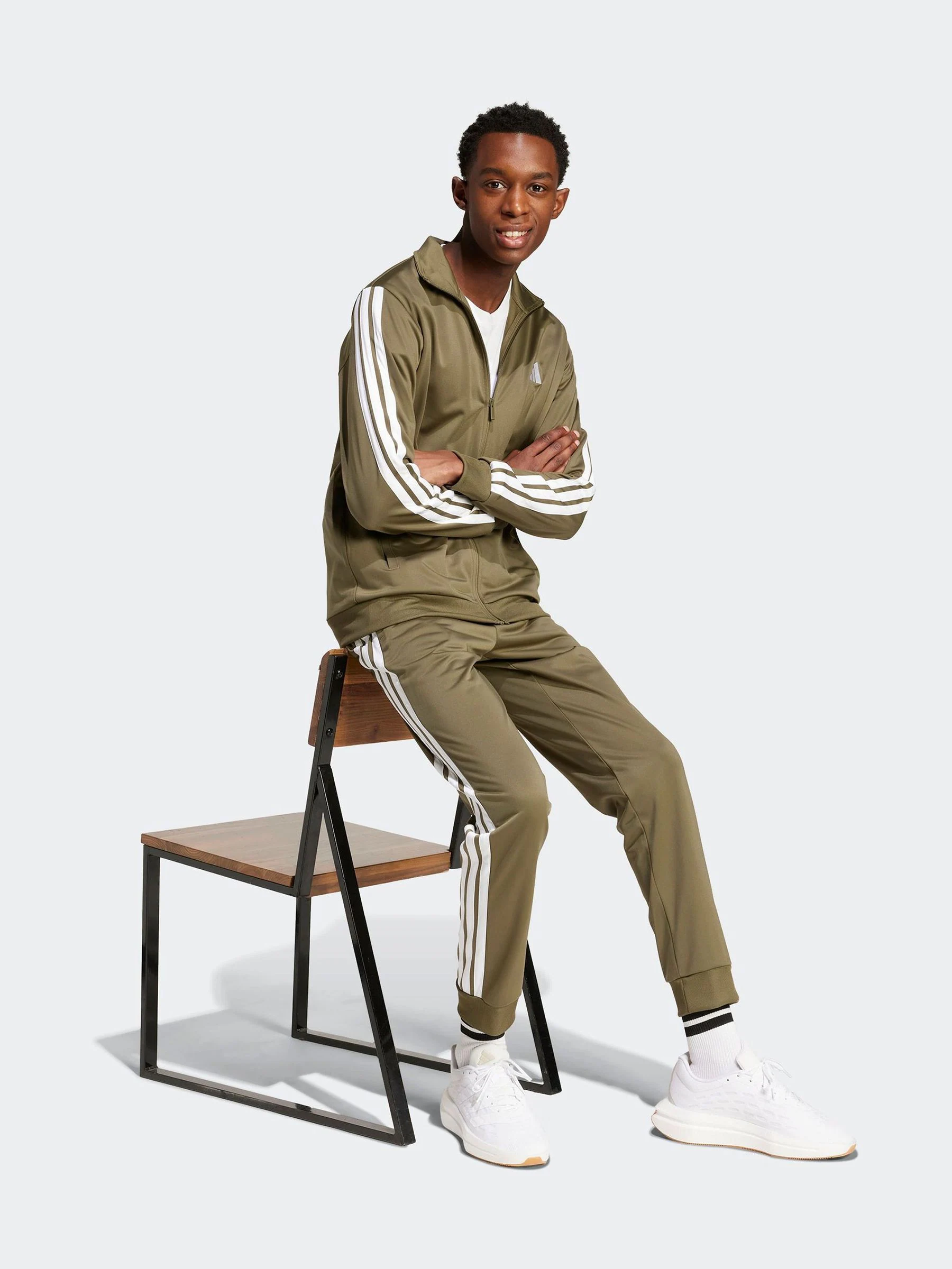 Groen - adidas Sportswear basic tricot trainingspak met 3 strepen