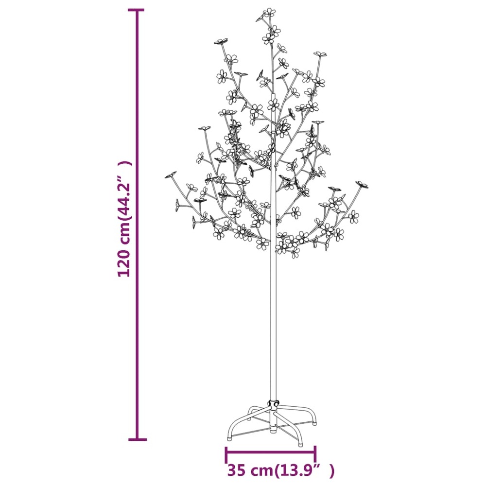 Arbre à led fleur de cerisier 84 led blanc chaud 120 cm