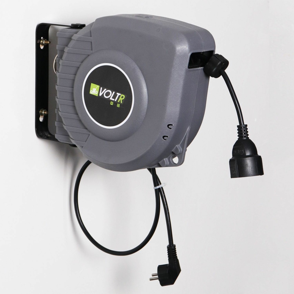 Voltr - rallonge électrique murale câble de 15m . Enrouleur de jardin automatique avec sécurité thermique. 3200w