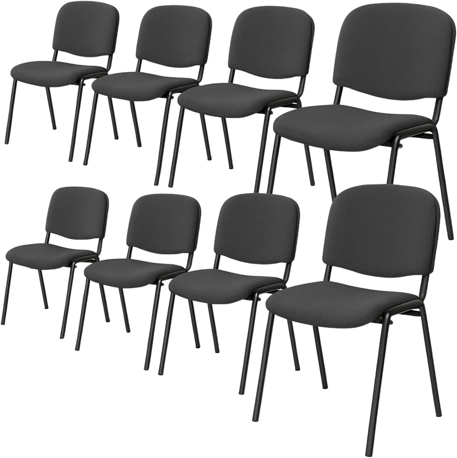 Topsit Besucherstühle 8er Set, stapelbare Konferenzstühle ohne Armlehnen, Stapelstühle mit Metallgestell, für Büro, Konferenz, Reception (Antrazit)