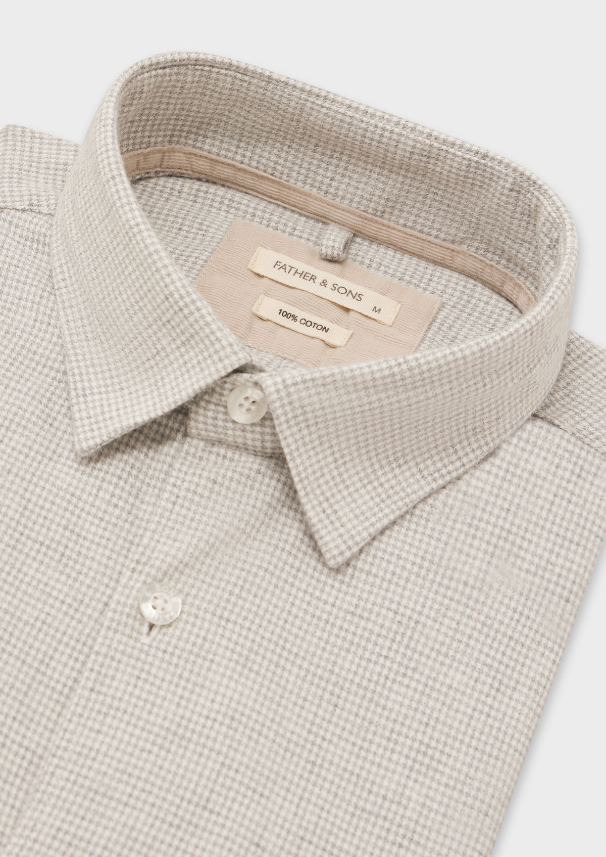 Chemise sport Regular en flanelle de coton blanc et gris à motif pied-de-poule