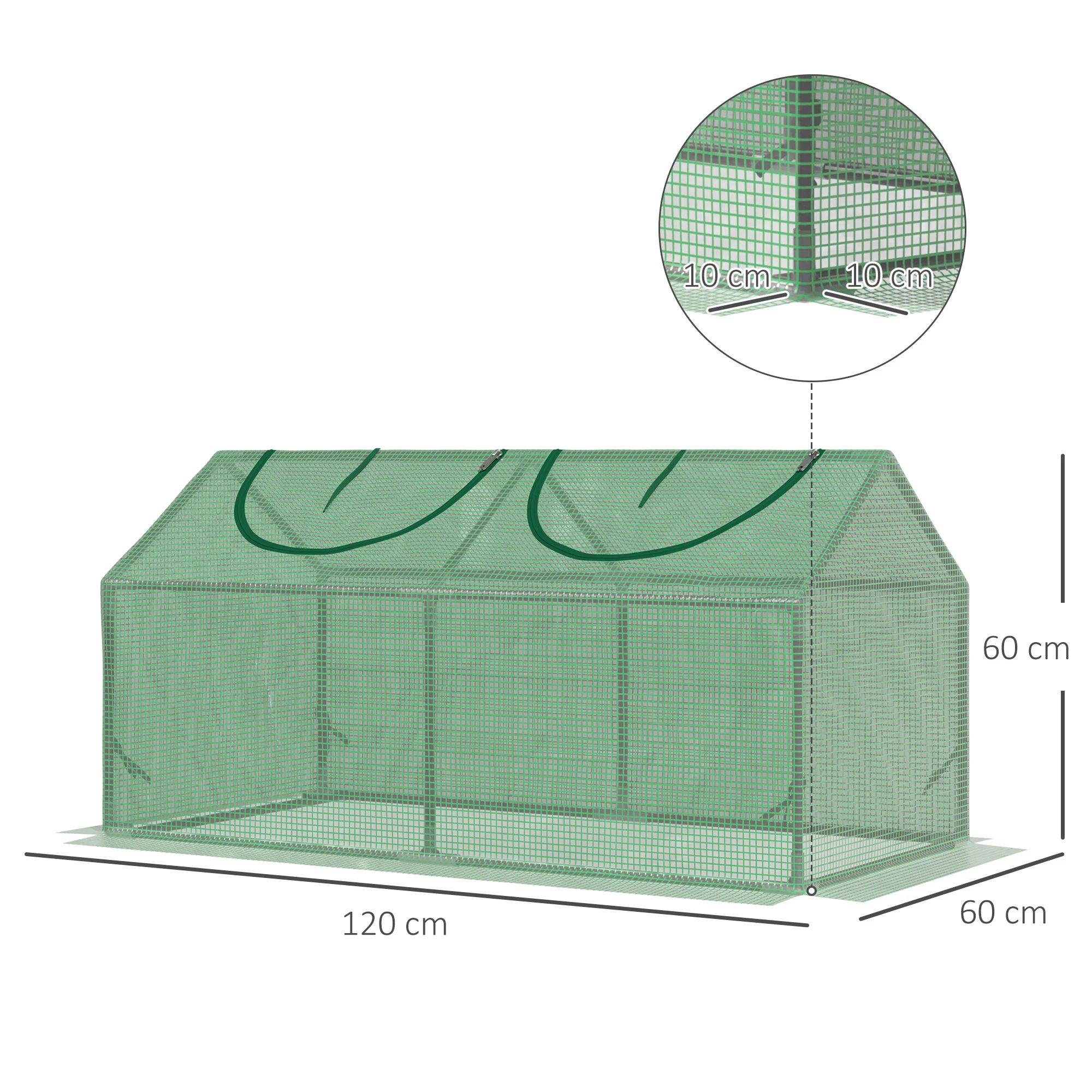 Estufa Outsunny Terrace 120x60x60 cm em aço para jardim com 2 janelas de enrolar, ideal para cultivo de plantas, vegetais, flores e muito mais.