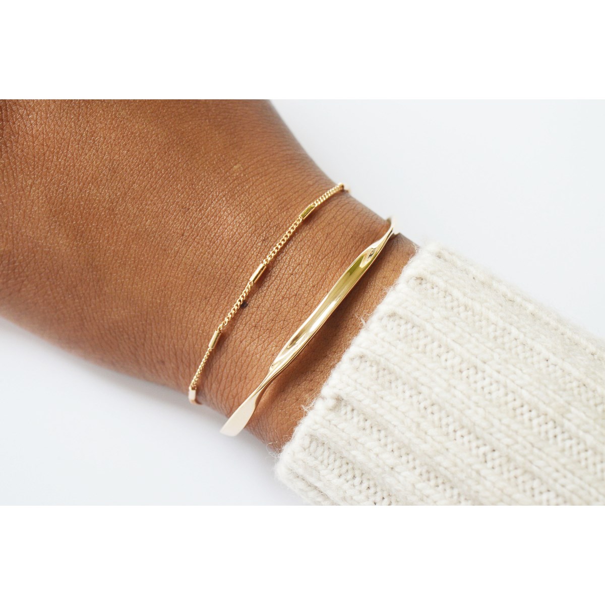 Bracelet chaîne  fantaisie  -Plaqué or