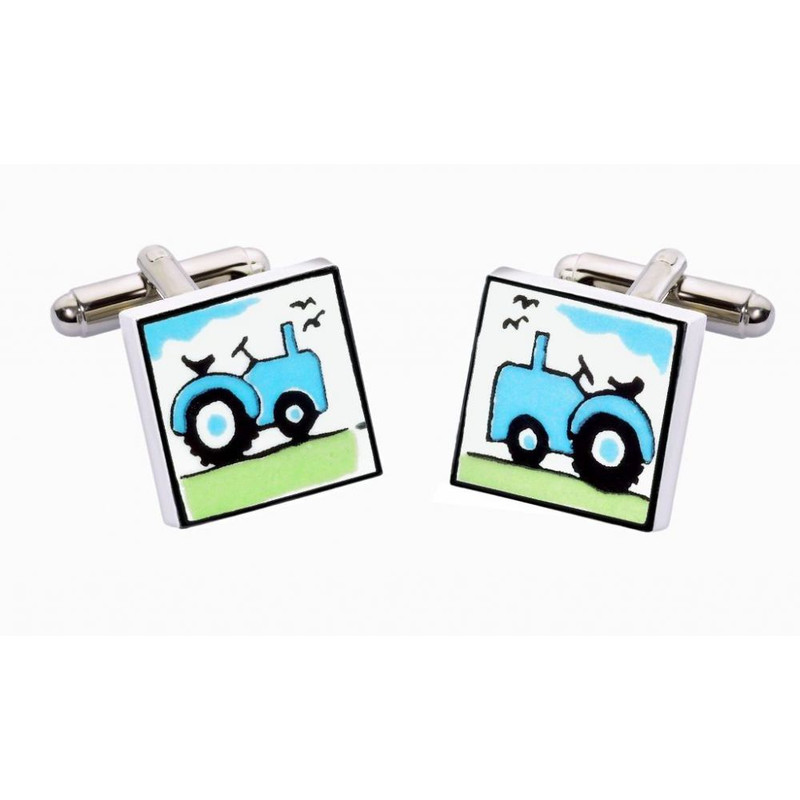 Bouton de Manchette blue tractor, tracteur bleu