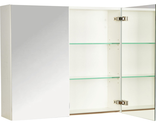 Badkamermeubelset NOBILIA Programma 1 BxHxD 81 x 169,1 x 48,7 cm, frontkleur eiken naturel, met wastafelmeubel en 2-deurs spiegelkast met LED-verlichting, greeplijst chroom mat 062