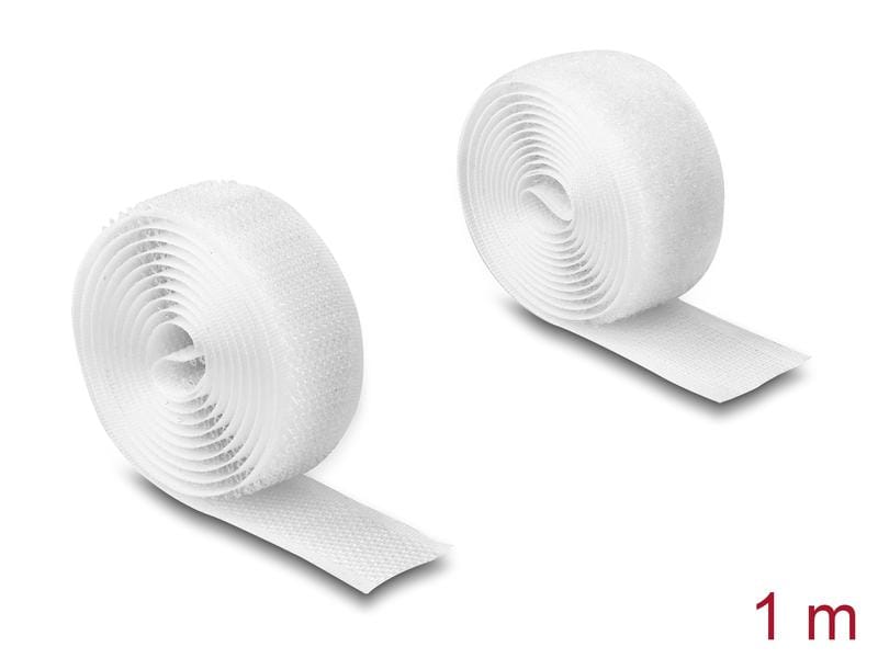 Delock Klettband 1 m x 20 mm mit Haft- und Flauschband Weis Delock Strapazierfähiges Klettband mit Haft- und Flauschband L 1 m x B 20 mm weiss