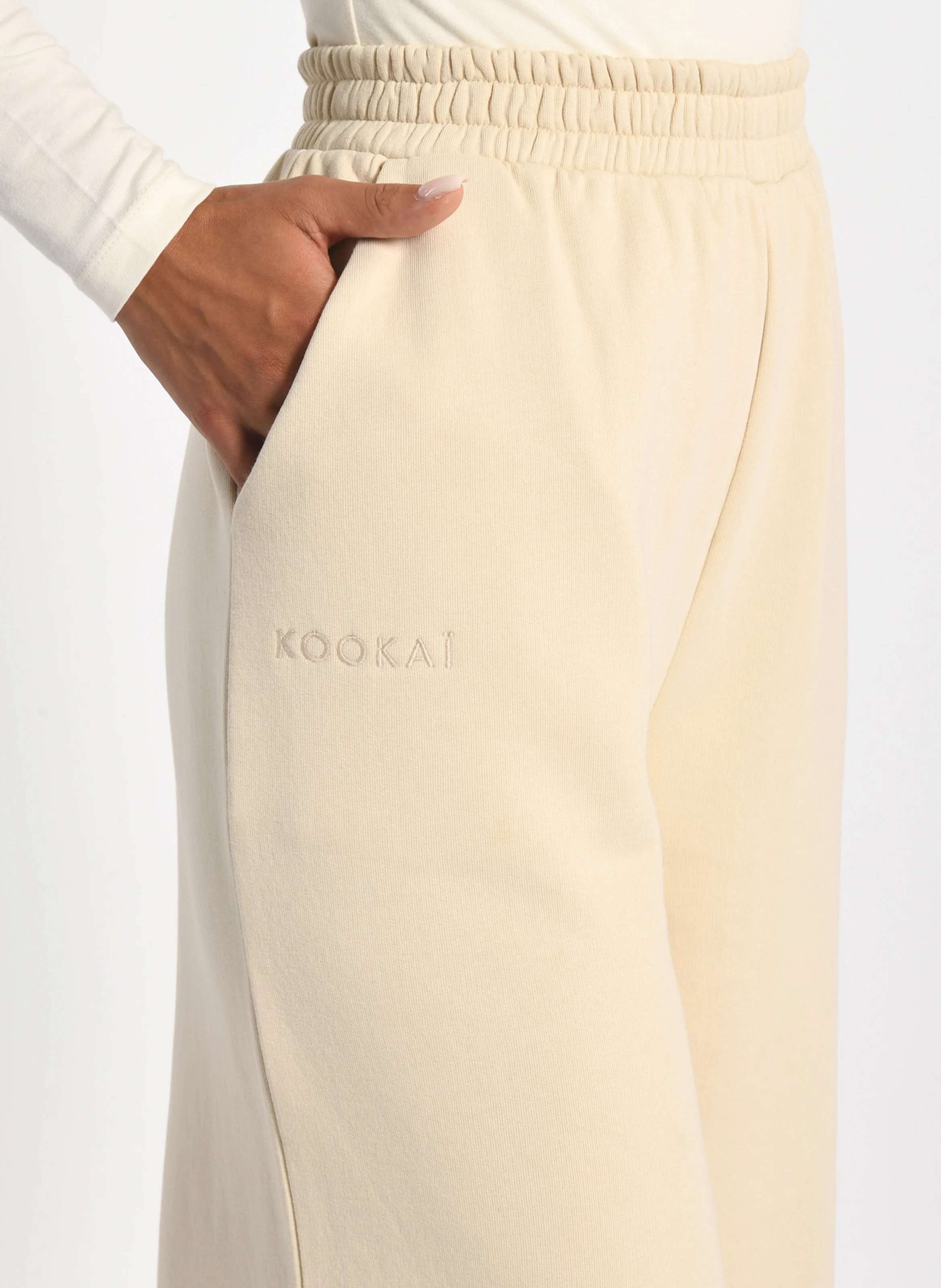 SUZY - Jogging large en coton mélangé | Beige