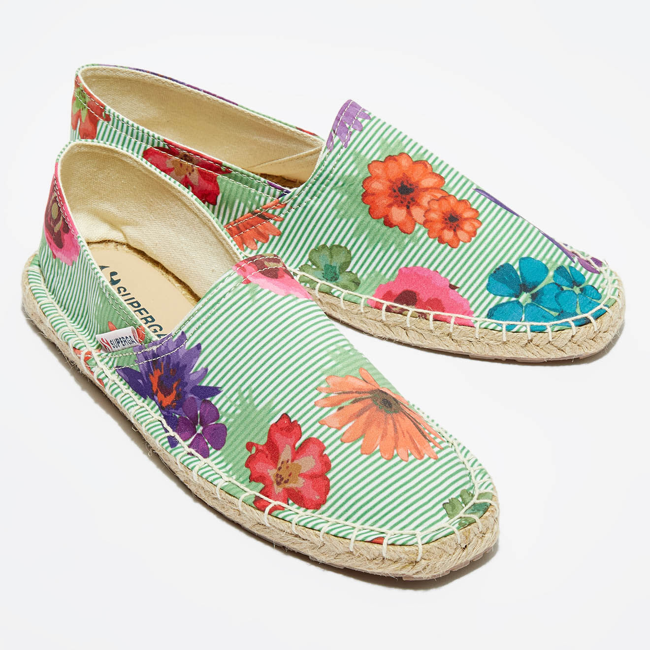 Superga Espadrilles fleuries vertes