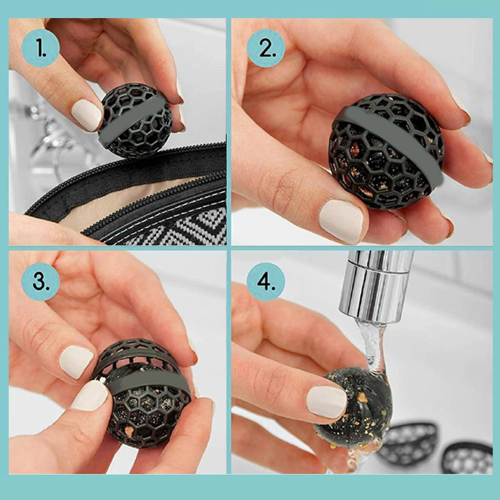 (Ø39mm) Wiederverwendbare Taschenreiniger Kugel Handtaschen Reinigungsball Schmutz Entferner für Staub / Tierhaare - Schwarz