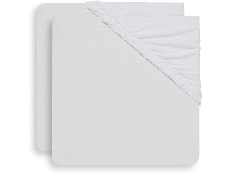 Jollein Fix-Leintuch 2er Set Weiss 40/50 x 80/90 cm Spannbettlaken für Gitterbett