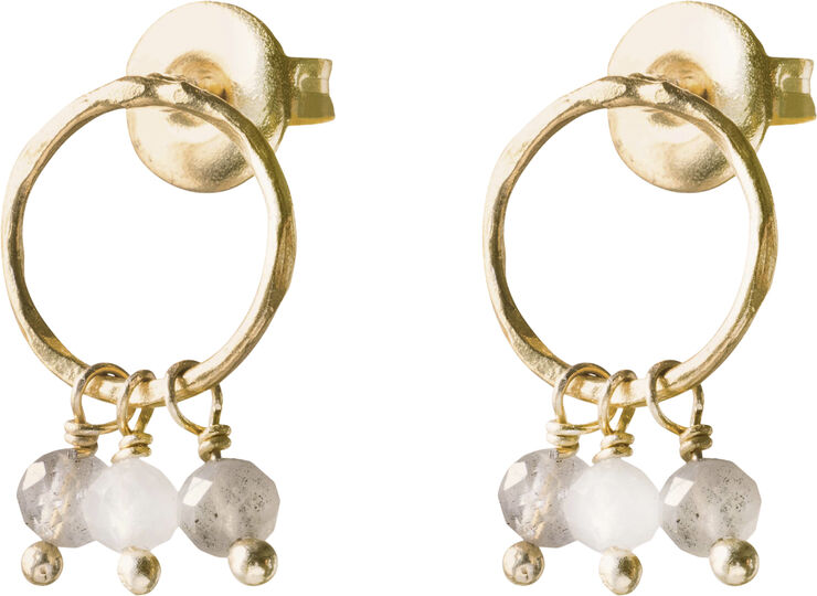 A Beautiful Story Genuine Labradorite Moonstone Earrings GP Gold
