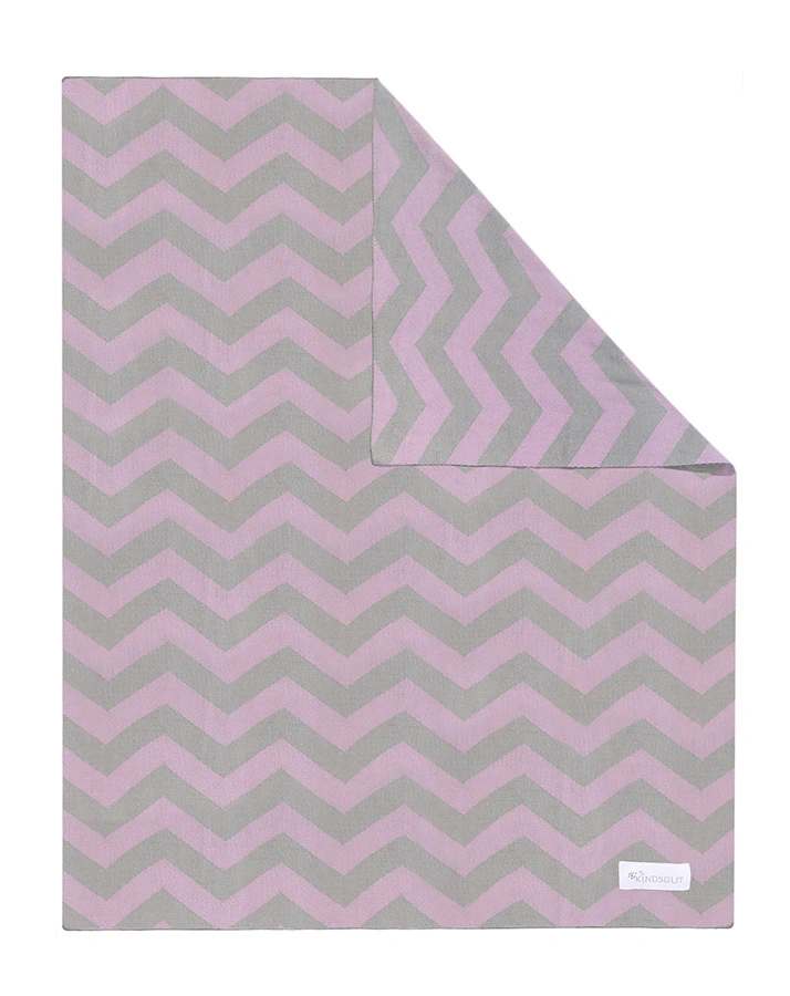 Babydecke ZICKZACK (80x100) in rosa/grau