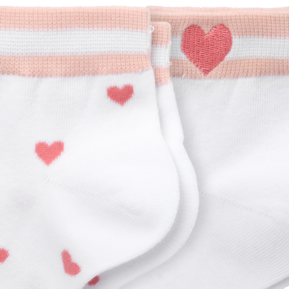 Gina Benotti 2 Paar Damen Sneacker-Socken mit Herzchen weiss / rosa