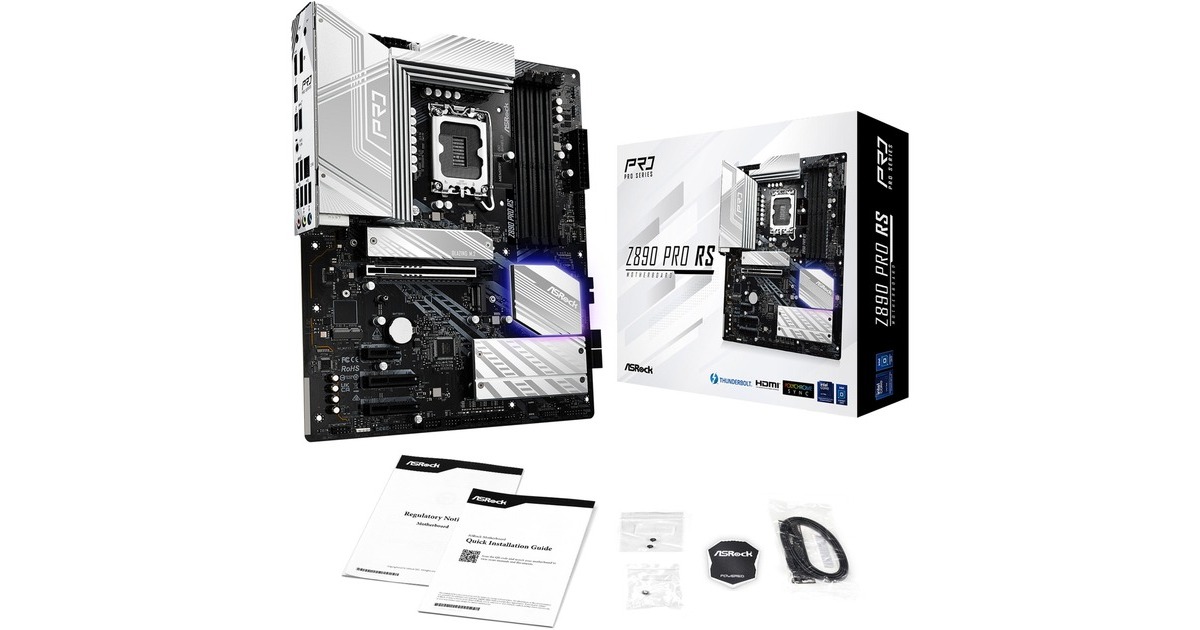 ASRockZ890 Pro RS socket 1851 moederbord  (Zwart/wit, RAID, 2.5 Gb-LAN, Sound, ATX)