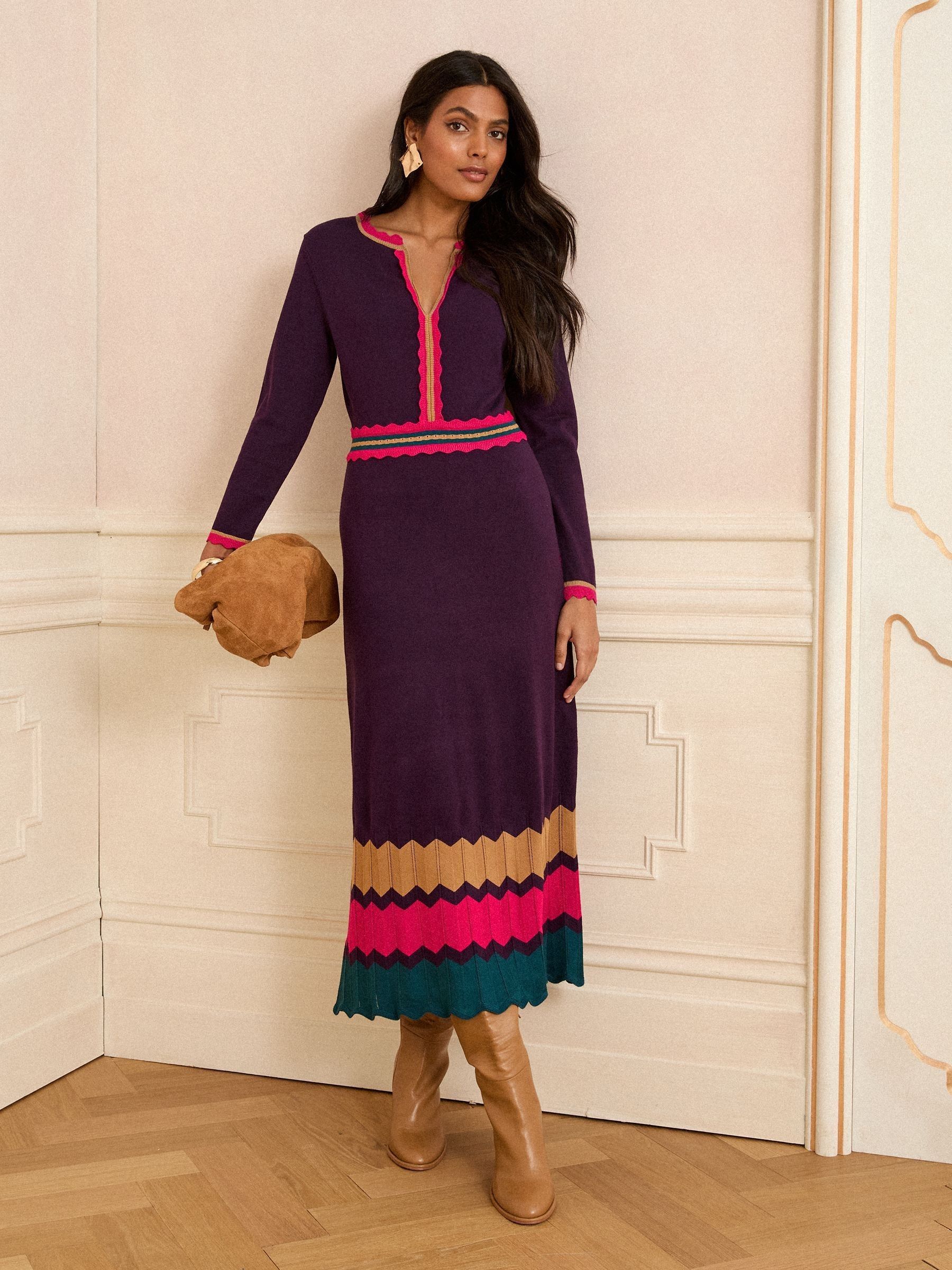 Love & Roses - Gebreide midi-jurk met halsinkeping