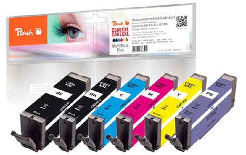 Tintenset Canon PGI-580XXL / CLI-581XXL BK, PBK, PB, C, M, YDruckerpatronen: Schwarz, Photoschwarz , Cyan, Magenta, Gelb