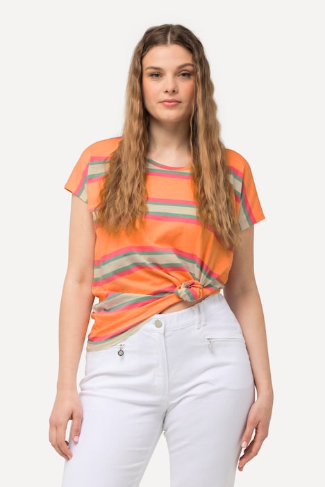 T-Shirt, Ringel, Oversized, Rundhals, ärmellos